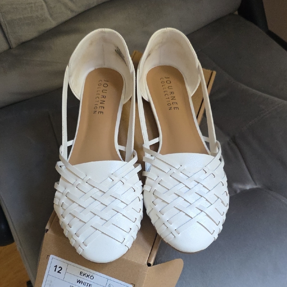 Journee Collection White Woven Loafers